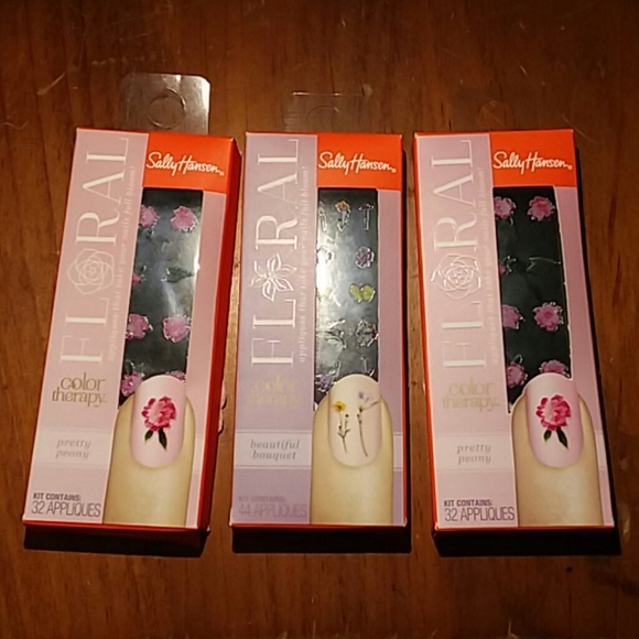 Sally Hansen Other - 3ct Nail floral appliques color therapy kits nib